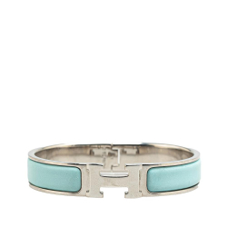 Hermès B Hermès Blue Light Blue with Silver Enamel Other Narrow Clic H Bracelet PM France