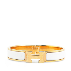 Hermès AB Hermès White with Gold Enamel Other Narrow Clic H Bracelet PM France