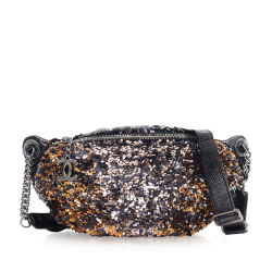 Chanel AB Chanel Blue Navy with Multi Calf Leather Sequin Embellished Glazed skin Belt Bag France