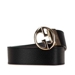 Gucci B Gucci Black Calf Leather 1973 Reversible Belt Italy