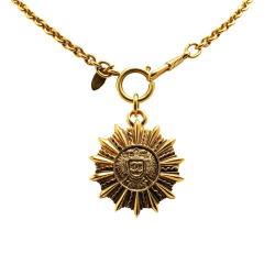 Chanel AB Chanel Gold Gold Plated Metal Sunburst Medallion Pendant Necklace France