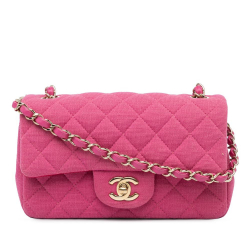 Chanel AB Chanel Pink Cotton Fabric Mini Rectangular Classic Jersey Single Flap France