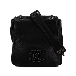 Chanel B Chanel Black Calf Leather Quilted skin Double Stitch Crossbody Italy