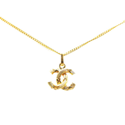 Chanel B Chanel Gold Gold Plated Metal CC Pendant Necklace France