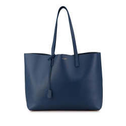 Saint Laurent AB Saint Laurent Blue Calf Leather East West Shopping Tote Italy