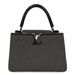 Louis Vuitton Capucines GM Woven Raffia and Leather Handbag Black & White