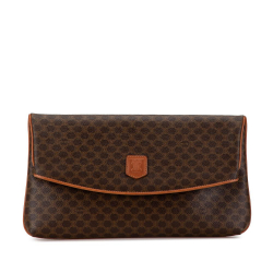 Celine B Celine Brown Coated Canvas Fabric Macadam Clutch Italy