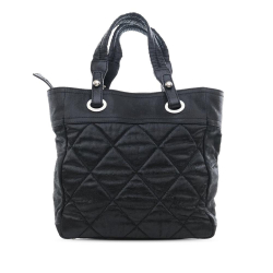 Chanel B Chanel Black Coated Canvas Fabric Small Paris-Biarritz Tote France