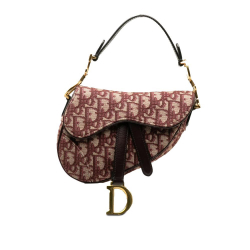 Christian Dior B Dior Red Bordeaux Canvas Fabric Mini Oblique Saddle Italy