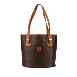 Celine B Celine Brown Coated Canvas Fabric Macadam Tote Italy