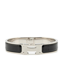 Hermès B Hermès Black with Silver Enamel Other Narrow Clic H Bracelet PM France