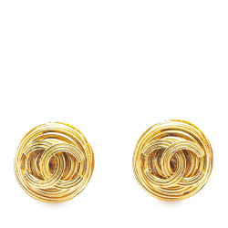 Chanel B Chanel Gold Gold Plated Metal CC Clip On Earrings France