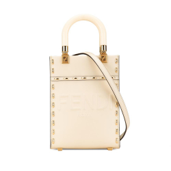 Fendi AB Fendi White Ivory Calf Leather Mini Sunshine Shopper Tote Italy