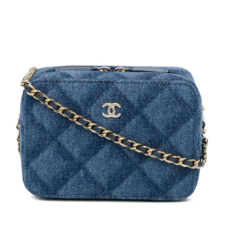 Chanel AB Chanel Blue Denim Fabric Printed Camera Case Italy