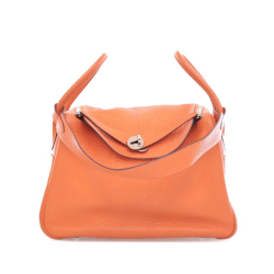 Hermès B Hermès Orange Calf Leather Clemence Lindy 30 France