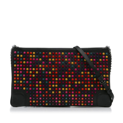 Christian Louboutin AB Christian Louboutin Black Calf Leather Studded Loubiposh Embellished Crossbody France