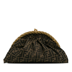 Fendi AB Fendi Brown Canvas Fabric Zucca Shell Clutch Italy