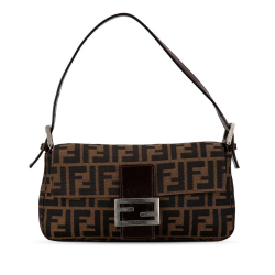 Fendi B Fendi Brown Canvas Fabric Zucca Baguette Italy