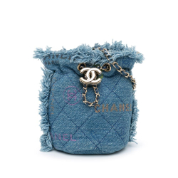 Chanel AB Chanel Blue Denim Fabric Mini Mood Bucket with Chain France