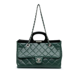 Chanel B Chanel Green Calf Leather Small Glazed skin CC Delivery Tote Italy