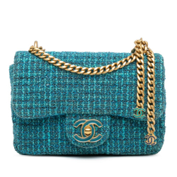 Chanel AB Chanel Blue Tweed Fabric Mini Pending CC Flap Italy