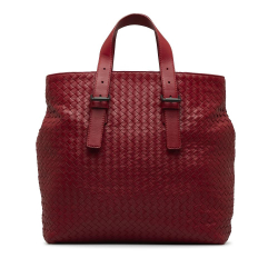 Bottega Veneta AB Bottega Veneta Red Calf Leather Large Intrecciato Cesta Tote Bag Italy