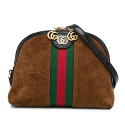 Gucci B Gucci Brown Suede Leather Small Ophidia Dome Crossbody Italy