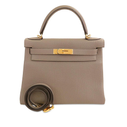 Hermès AB Hermès Gray Calf Leather Togo Kelly Retourne 28 France