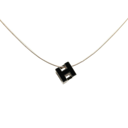 Hermès AB Hermès Black Palladium Metal Plated Cage dH Cube Necklace France