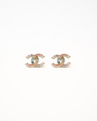 Chanel CC Rainbow Rhinestone Earrings