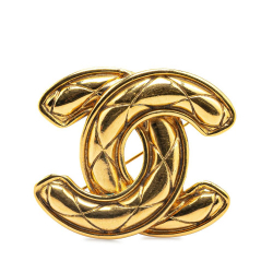 Chanel AB Chanel Gold Gold Plated Metal CC Quilted Brooch France