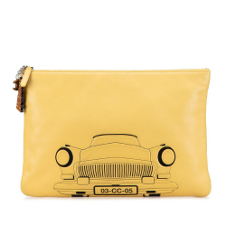 Chanel Yellow Mustard Lambskin Leather Leather Large Printed Lambskin La Habana O Case Clutch Italy