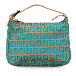 Fendi B Fendi Brown Beige with Blue Turquoise Canvas Fabric Zucchino Handbag Italy