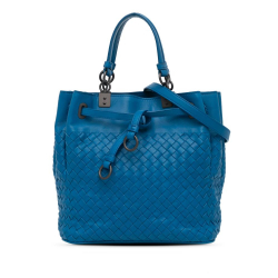 Bottega Veneta B Bottega Veneta Blue Nappa Leather Leather Nappa Intrecciato Convertible Bucket Italy