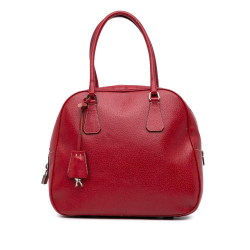 Prada B Prada Red Calf Leather Cinghiale Bauletto Handbag Italy