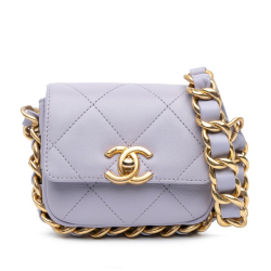 Chanel AB Chanel Purple Calf Leather Mini Quilted skin Framing Chain Flap Italy