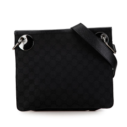 Gucci B Gucci Black Canvas Fabric GG Eclipse Crossbody Italy