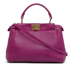 Fendi B Fendi Pink Hot Pink Calf Leather Mini Iconic Peekaboo Satchel Italy