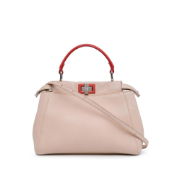 Fendi B Fendi Pink Light Pink Calf Leather Mini Iconic Peekaboo Satchel Italy