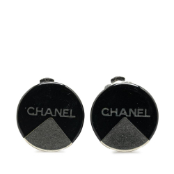 Chanel B Chanel Silver Silver Metal Logo Clip on Earrings France