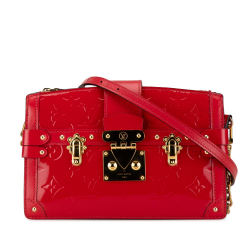 Louis Vuitton AB Louis Vuitton Red Vernis Leather Leather Monogram Vernis Trunk Clutch France