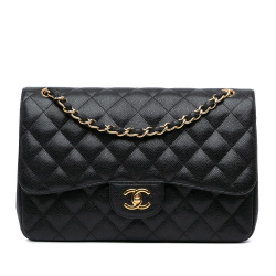 Chanel B Chanel Black Caviar Leather Leather Jumbo Classic Caviar Double Flap Italy