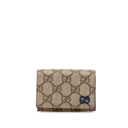 Gucci B Gucci Brown Coated Canvas Fabric GG Supreme Compact Wallet Italy