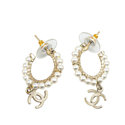 Chanel AB Chanel White Pearl Faux Pearl Other CC Hoop Earrings Italy