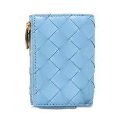 Bottega Veneta AB Bottega Veneta Blue Light Blue Nappa Leather Leather Nappa Intrecciato Trifold Wallet Italy