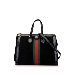 Gucci AB Gucci Black Suede Leather Ophidia Satchel Italy