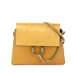 Chloé B Chloé Yellow Mustard Calf Leather Medium Suede skin Faye Crossbody Italy