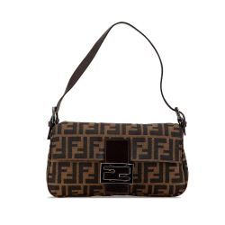 Fendi B Fendi Brown Canvas Fabric Zucca Baguette Italy