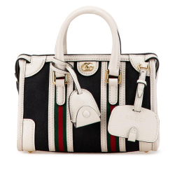 Gucci B Gucci Black with White Canvas Fabric Mini GG Bauletto Italy