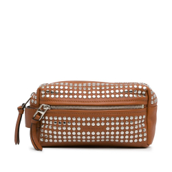 Burberry B Burberry Brown Calf Leather Studded Cosmetic Pouch China